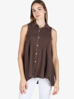 Gioya Camicia donna smanicata in cotone