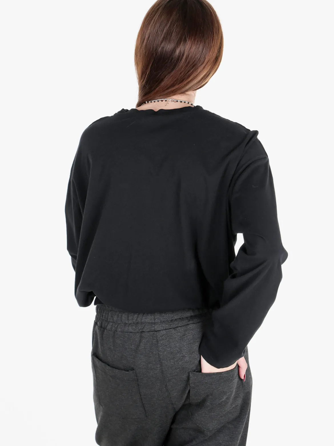 Gioya T-shirt donna oversize a maniche lunghe in cotone