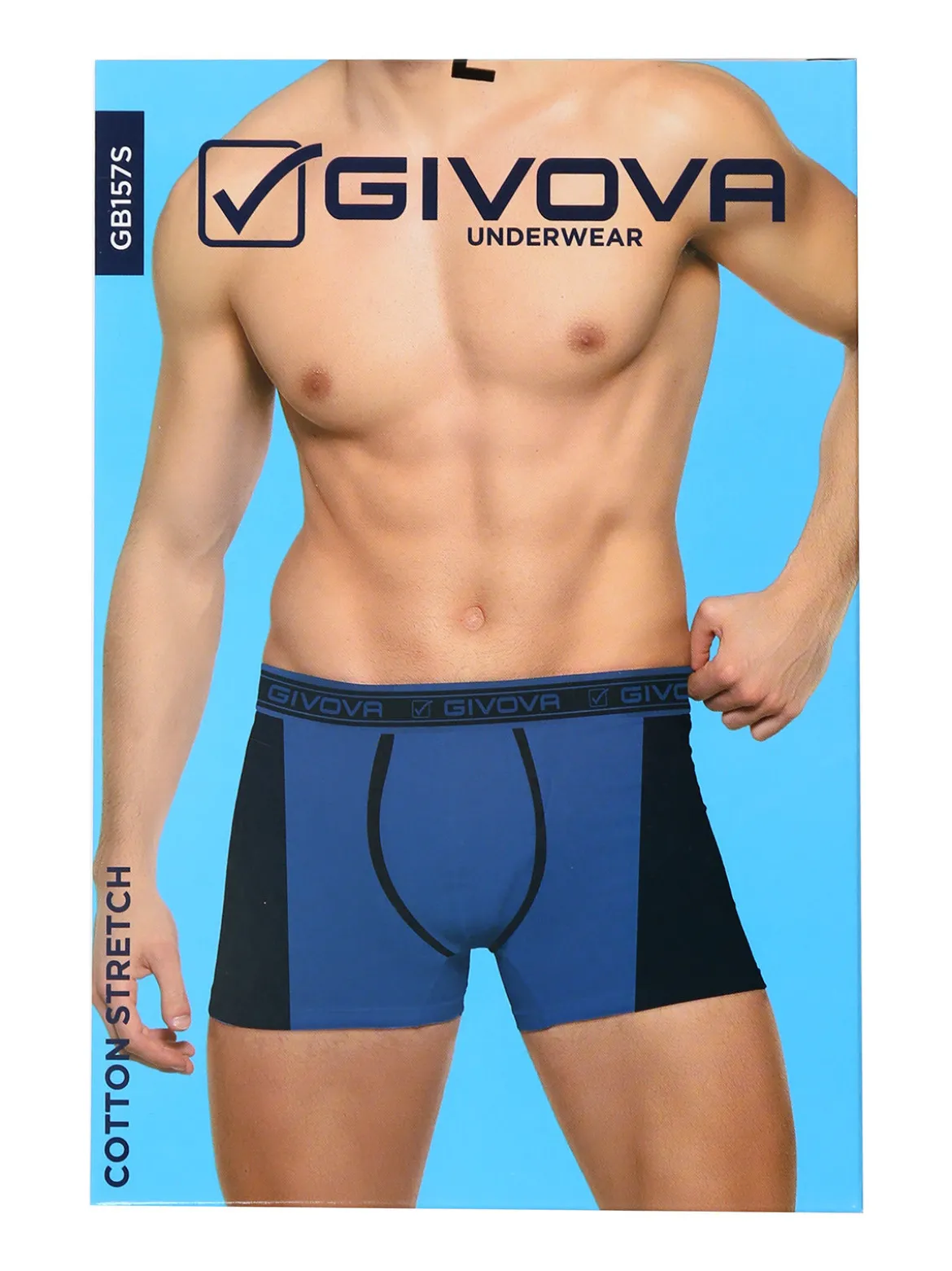 Givova Boxer da uomo bicolore in cotone bielastico - blu