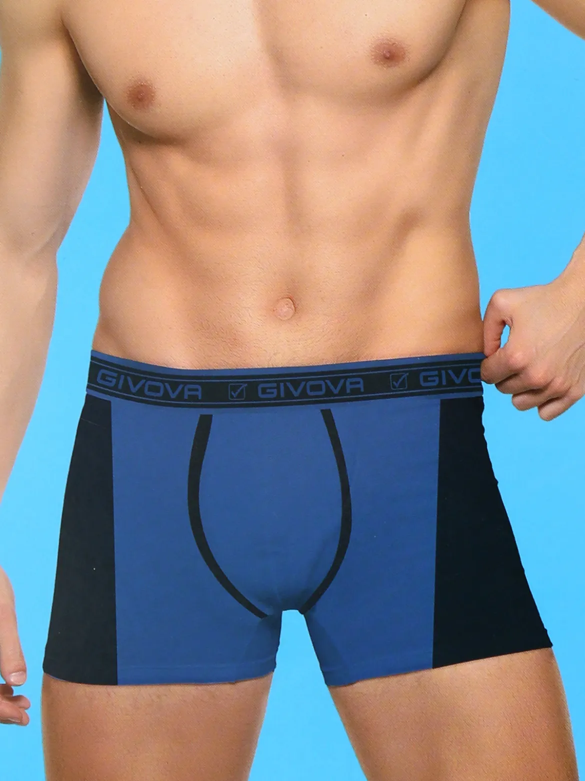 Givova Boxer da uomo bicolore in cotone bielastico - blu