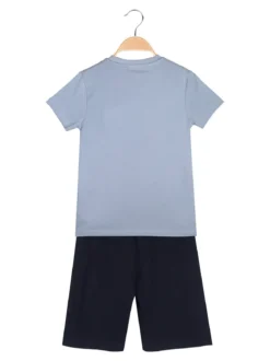 Givova Completo corto da bambino in cotone con t-shirt e bermuda - azzurro