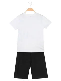 Givova Completo corto da bambino in cotone con t-shirt stampata e bermuda - bianco