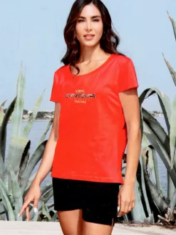 Givova Completo corto da donna in cotone con logo - corallo