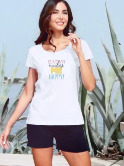 Givova Completo corto da donna in cotone con stampa - bianco