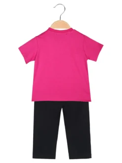 Givova Completo corto da neonata con t-shirt orsacchiotto e leggings - fucsia