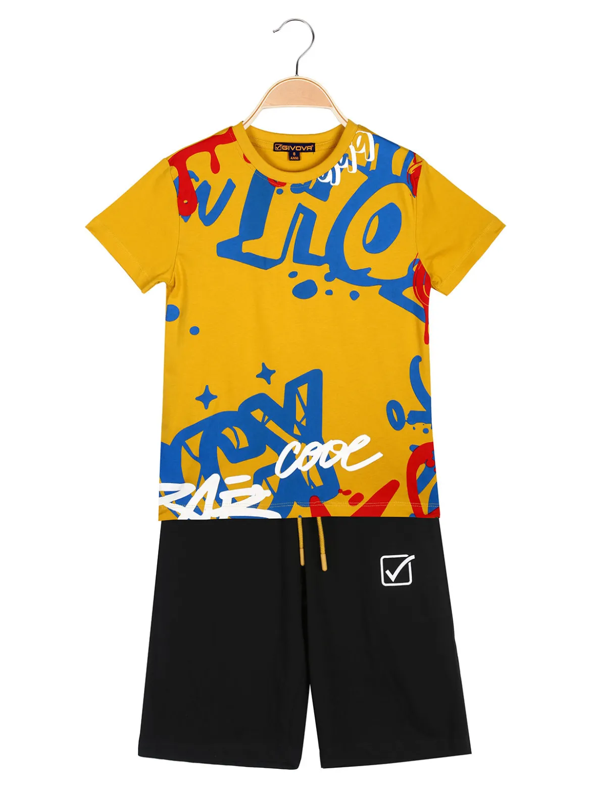 Givova Completo corto da ragazzo in cotone con t-shirt e bermuda - verde