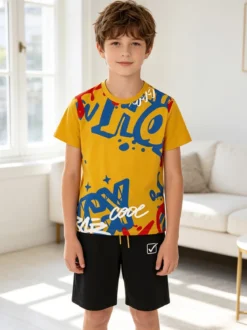 Givova Completo corto da ragazzo in cotone con t-shirt e bermuda - verde