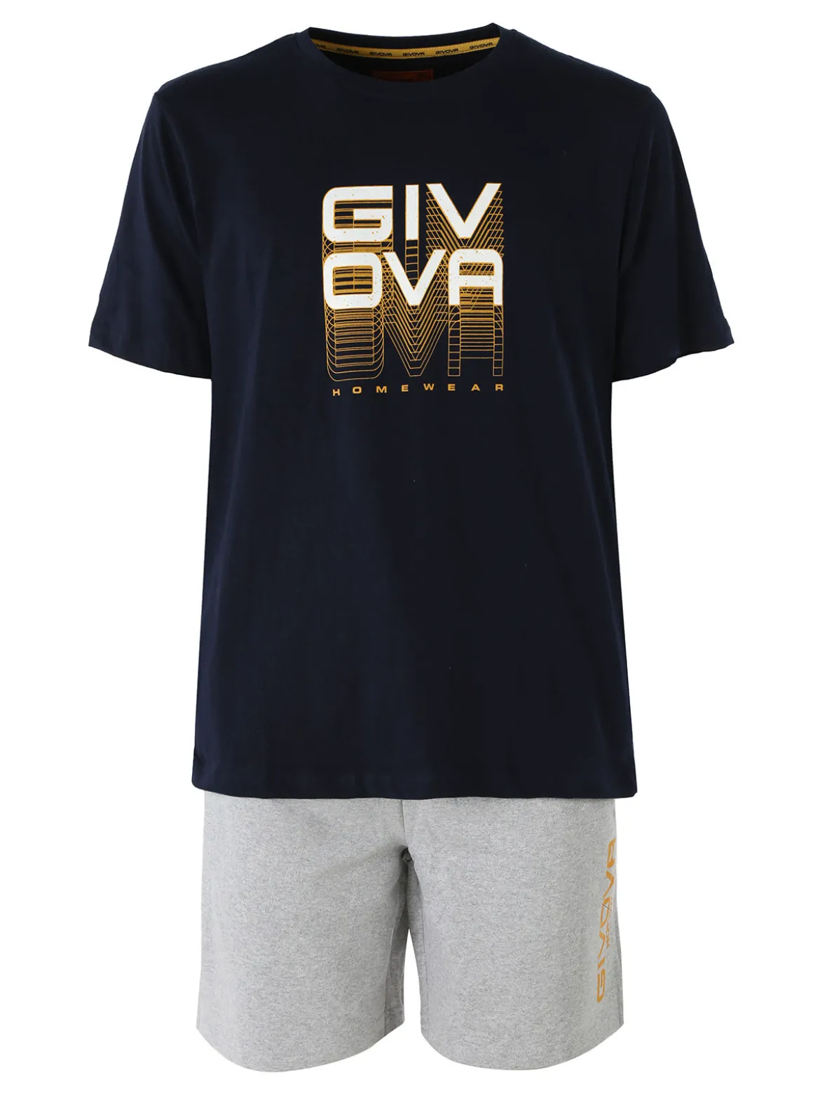 Givova Completo corto da uomo in cotone con logo - blu scuro