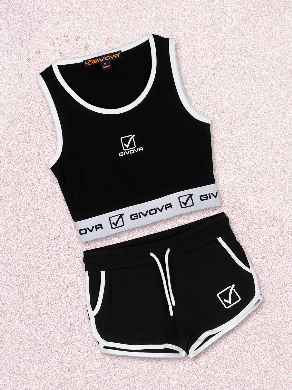 Givova Completo sportivo da ragazza con top e shorts - nero