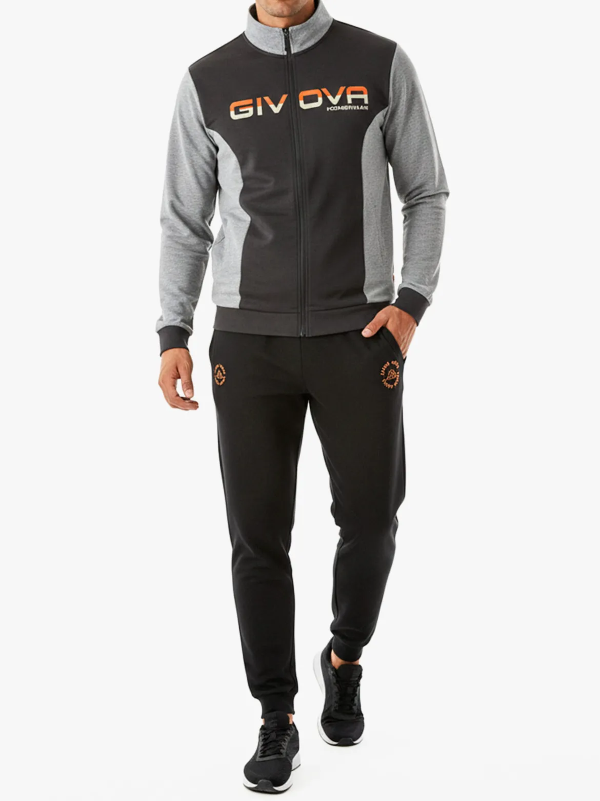 Givova Completo tuta da uomo full zip in cotone - antracite