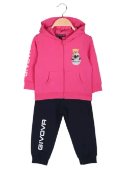 Givova Completo tuta 2 pezzi da neonata con cappuccio e zip - fucsia