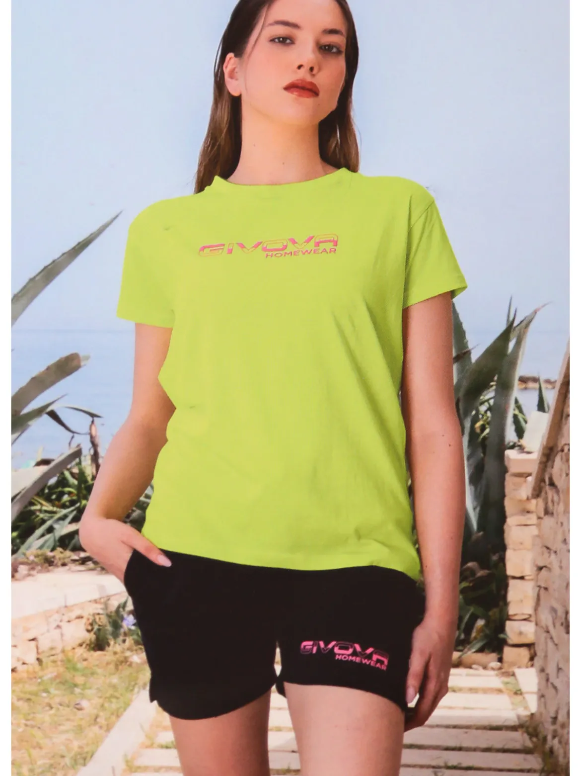Givova Pigiama corto da donna in cotone con t-shirt e shorts