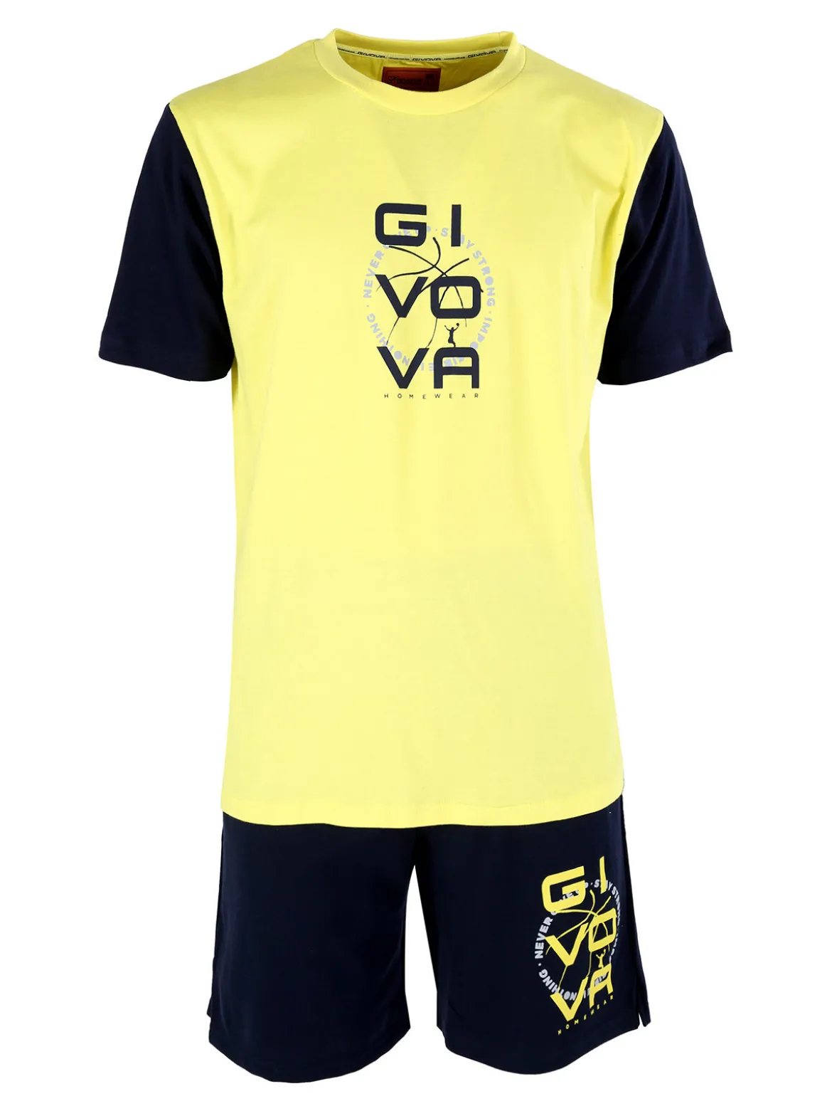 Givova Pigiama corto da uomo in cotone con t-shirt e bermuda
