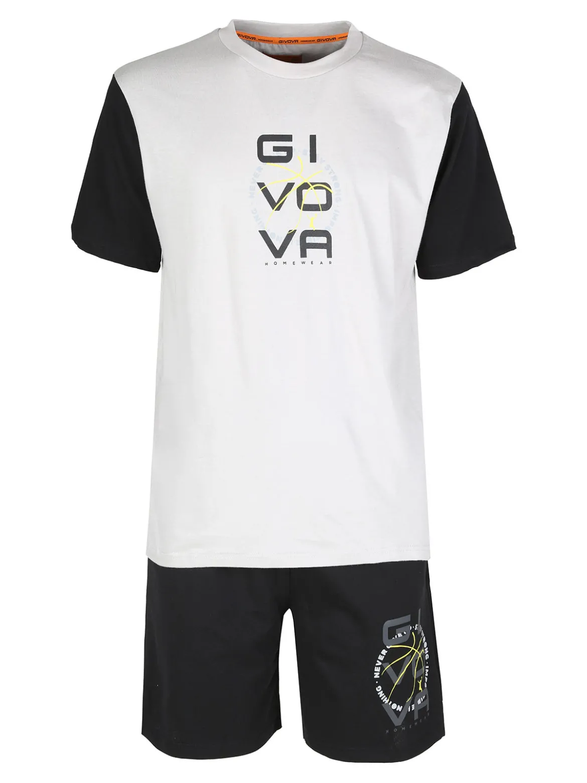 Givova Pigiama corto da uomo in cotone con t-shirt e bermuda
