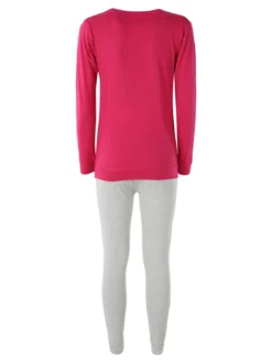 Givova Pigiama lungo da donna in misto cotone jersey - fucsia