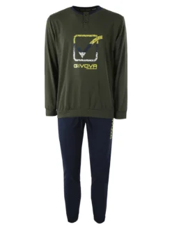 Givova Pigiama lungo da uomo in misto cotone - militare