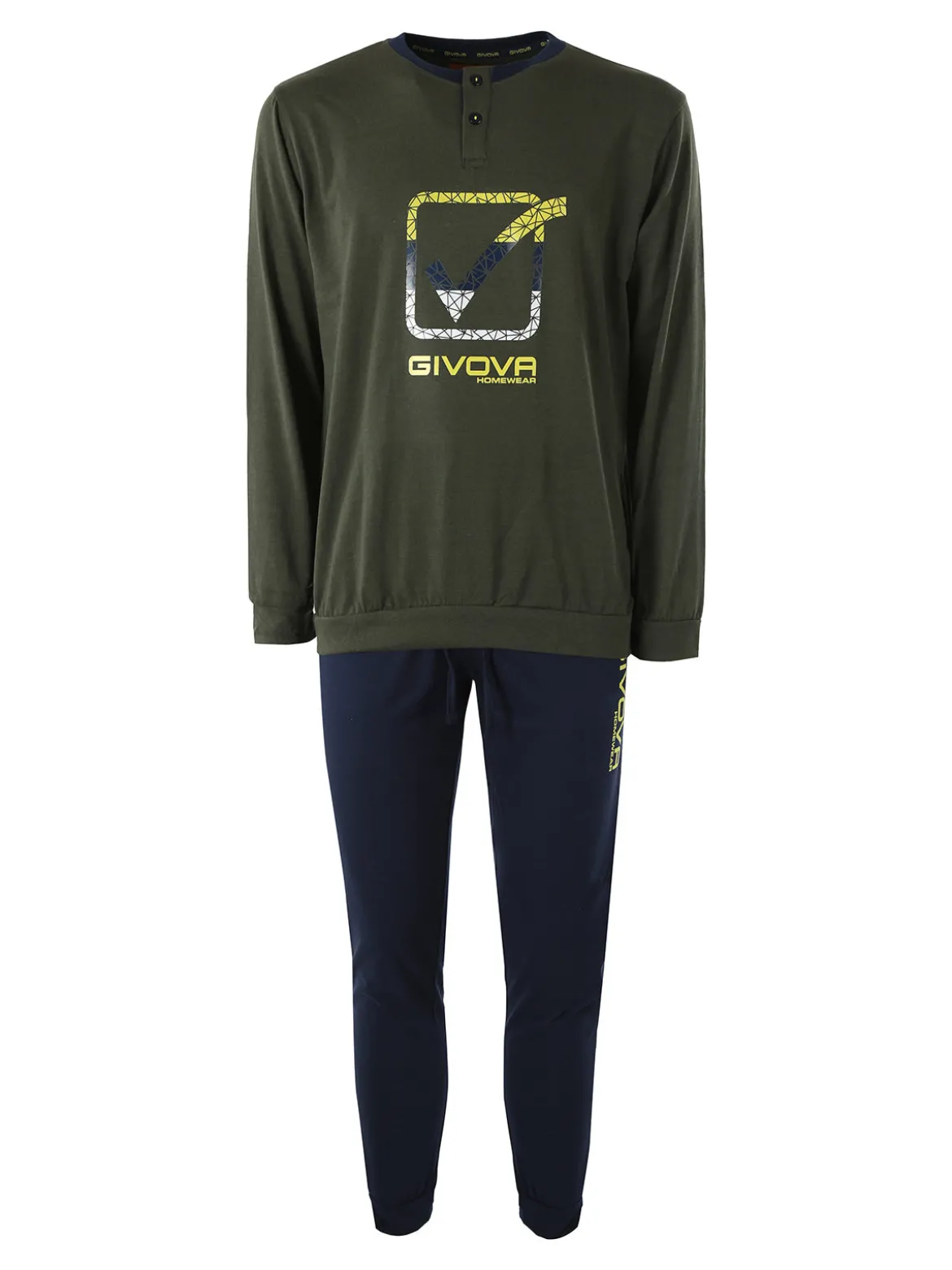 Givova Pigiama lungo da uomo in misto cotone - militare