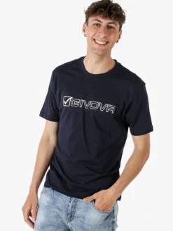 Givova T-shirt da uomo in cotone con logo - blu scuro