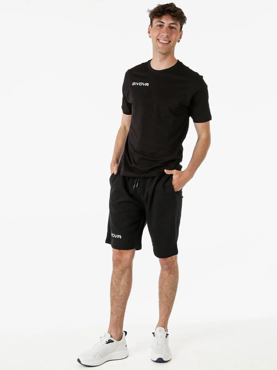 Givova T-shirt girocollo da uomo in cotone - nero