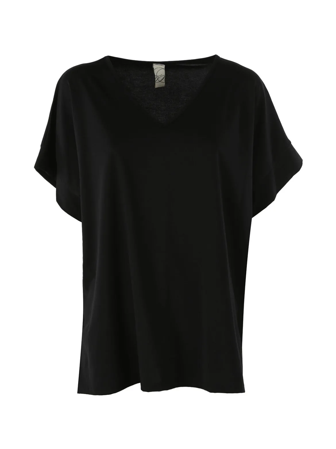 Glad Origin Maxi blusa donna a maniche corte con scollo a V - nero