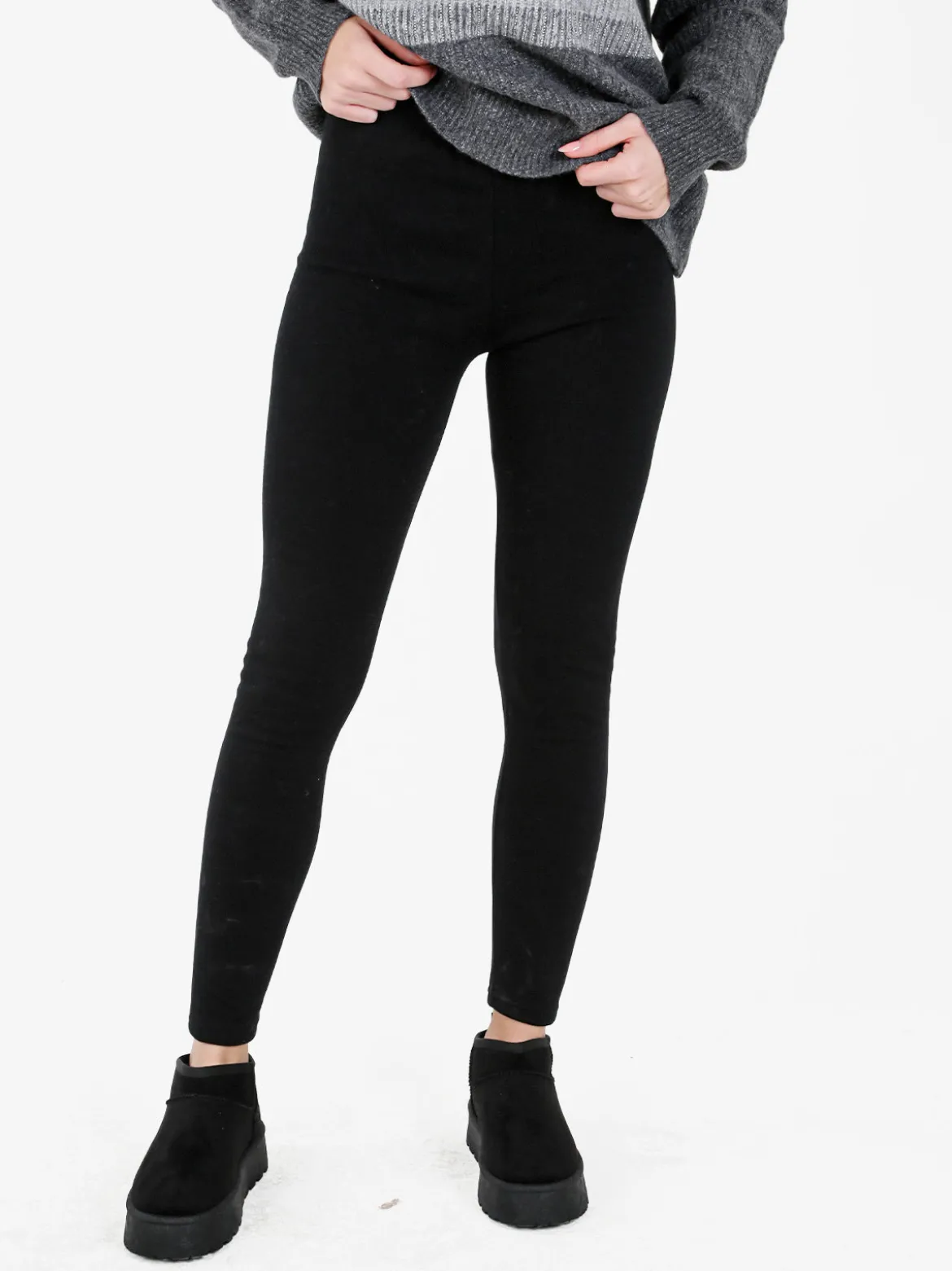 Gladys Leggings donna con interno di pelo - nero