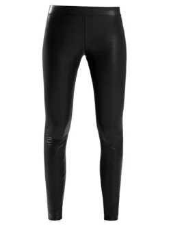 Gladys Leggings donna in ecopelle con interno in micropile - nero