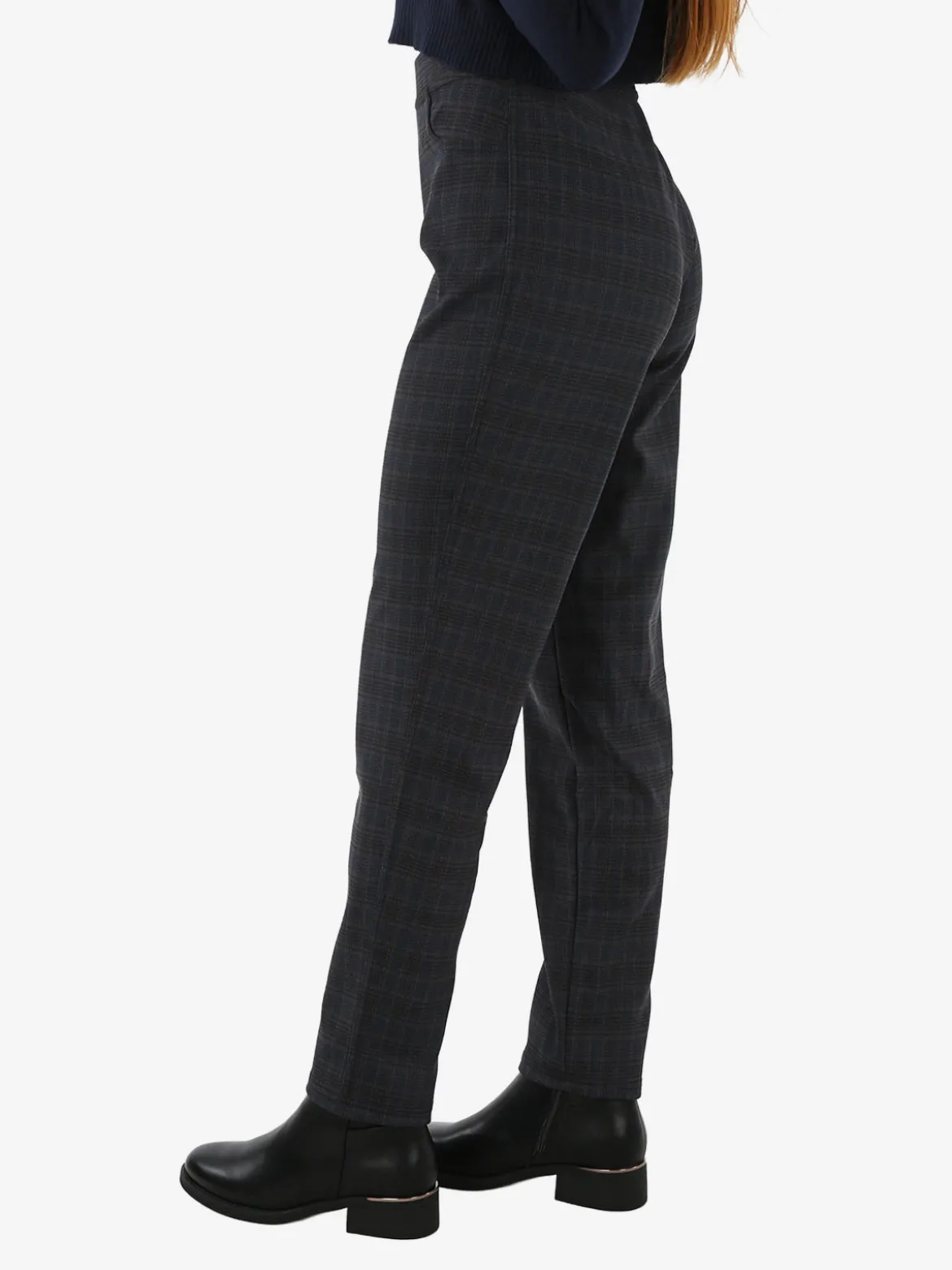 Gladys Leggings donna pied de poule con interno in pile - blu scuro