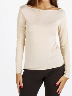 Gladys Maglia donna termo light con scollo a barca - naturale