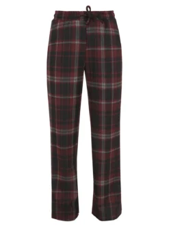 Gladys Pantaloni donna a quadri con gamba larga e interno in pile - bordeaux