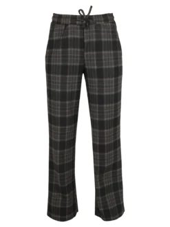 Gladys Pantaloni donna a quadri con gamba larga e interno in pile - marrone