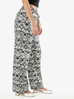 Gladys Pantaloni donna in cotone a gamba larga con coulisse e stampe - multicolore