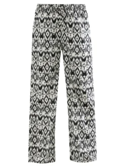 Gladys Pantaloni donna in cotone a gamba larga con coulisse e stampe - multicolore