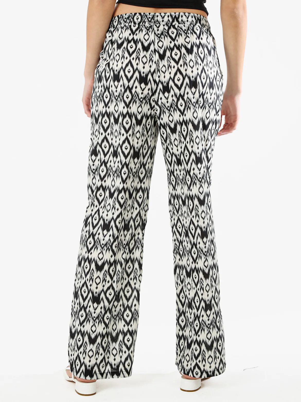 Gladys Pantaloni donna in cotone a gamba larga con coulisse e stampe - multicolore
