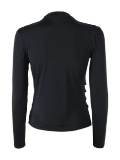 Gondola Blu Maglia donna accollata a maniche lunghe con drappeggio laterale - nero