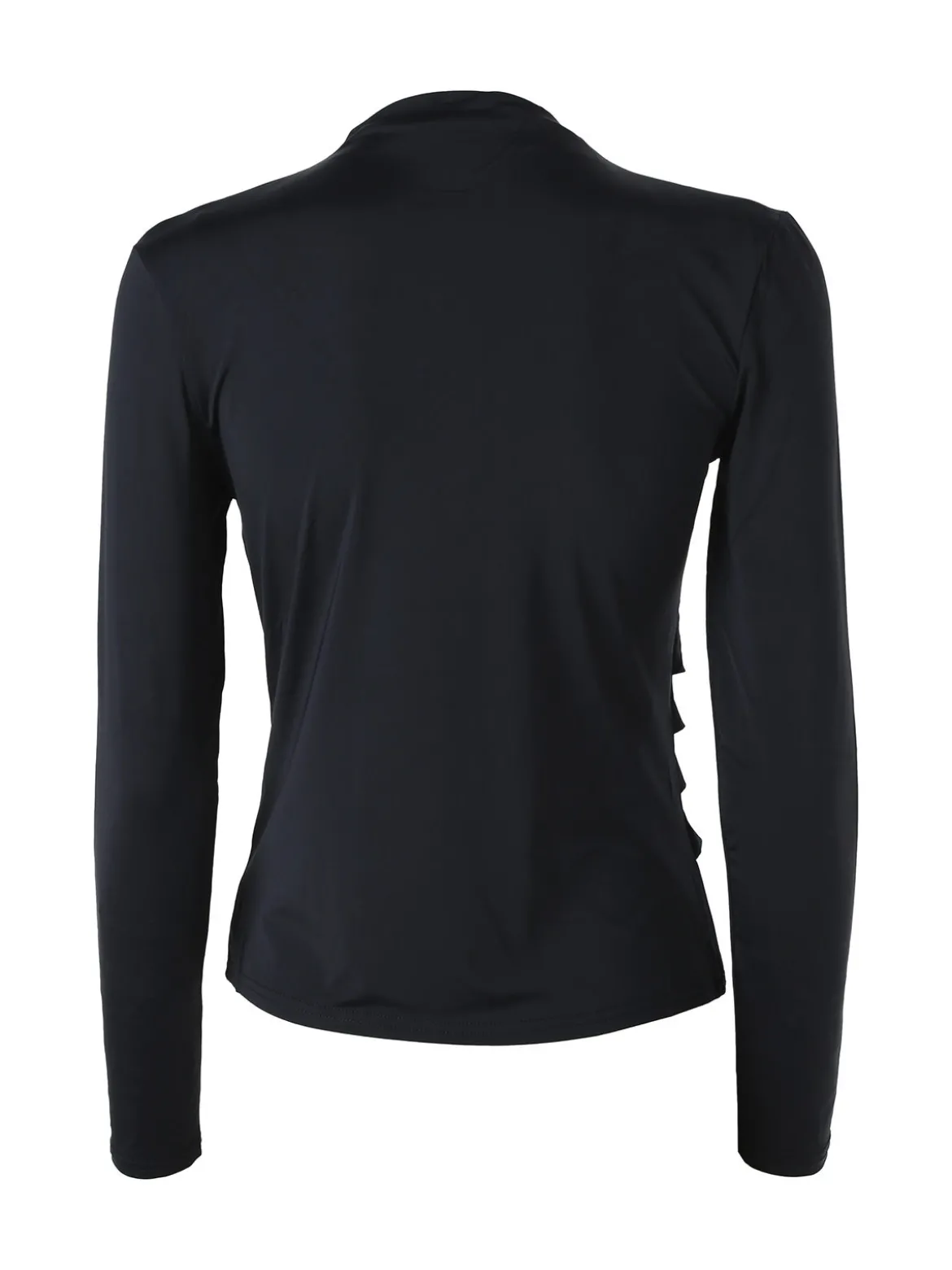 Gondola Blu Maglia donna accollata a maniche lunghe con drappeggio laterale - nero