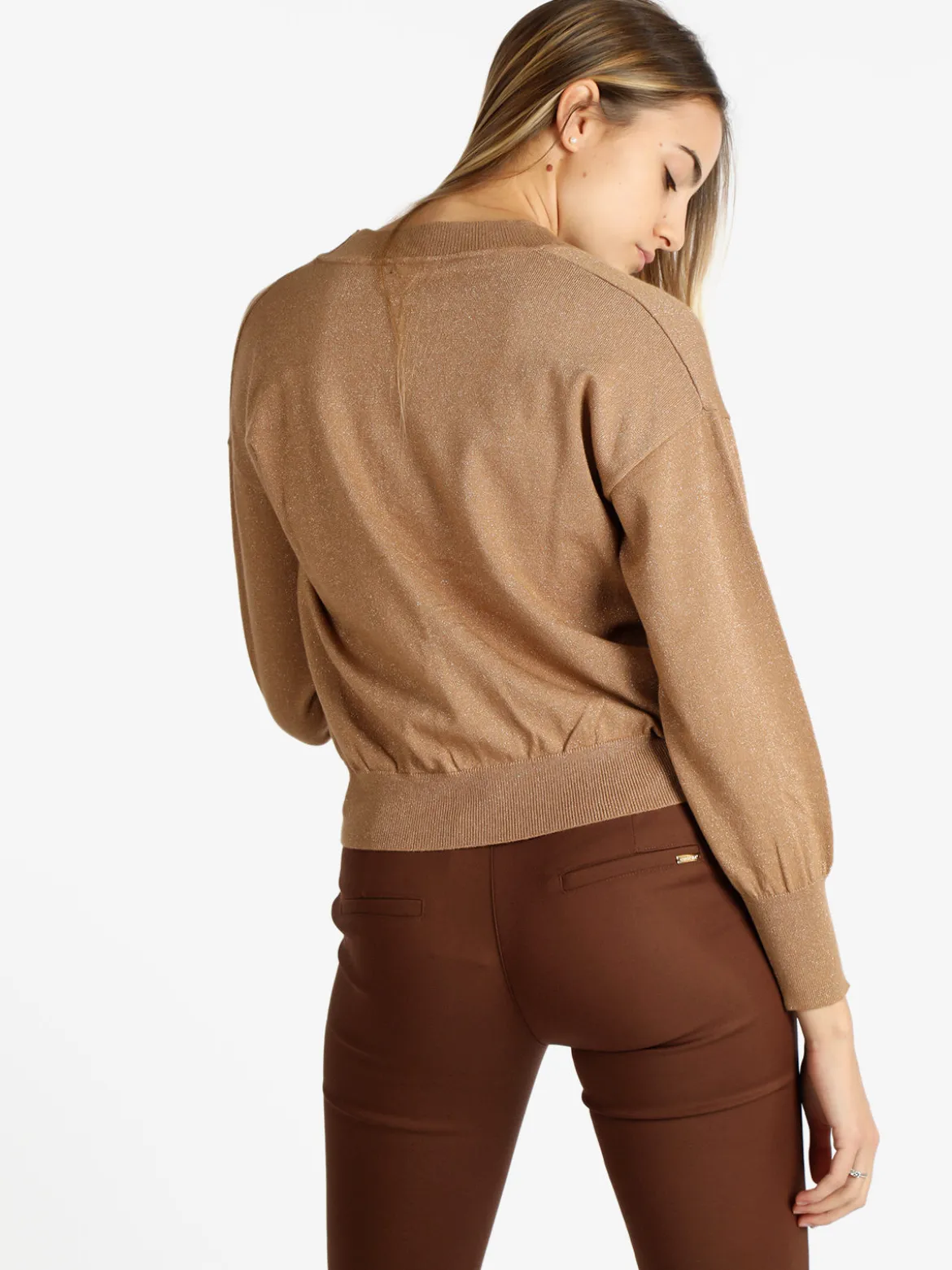 Griffai Cardigan donna oversize lurex con bottoni