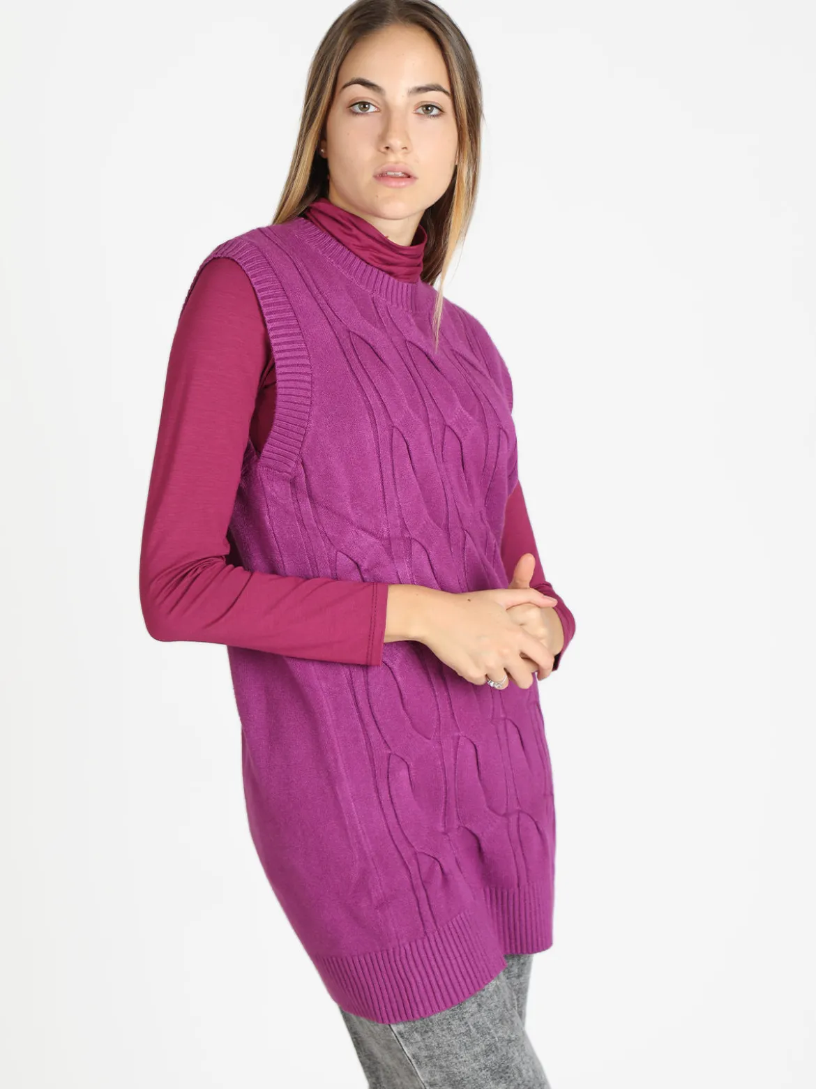 Griffai Gilet lungo in maglia da donna