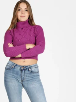 Griffai Maglione cropped donna a dolcevita