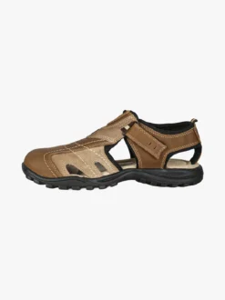 Grisport Sandali in pelle da uomo con cinturini a strappo e puntale chiuso - marrone