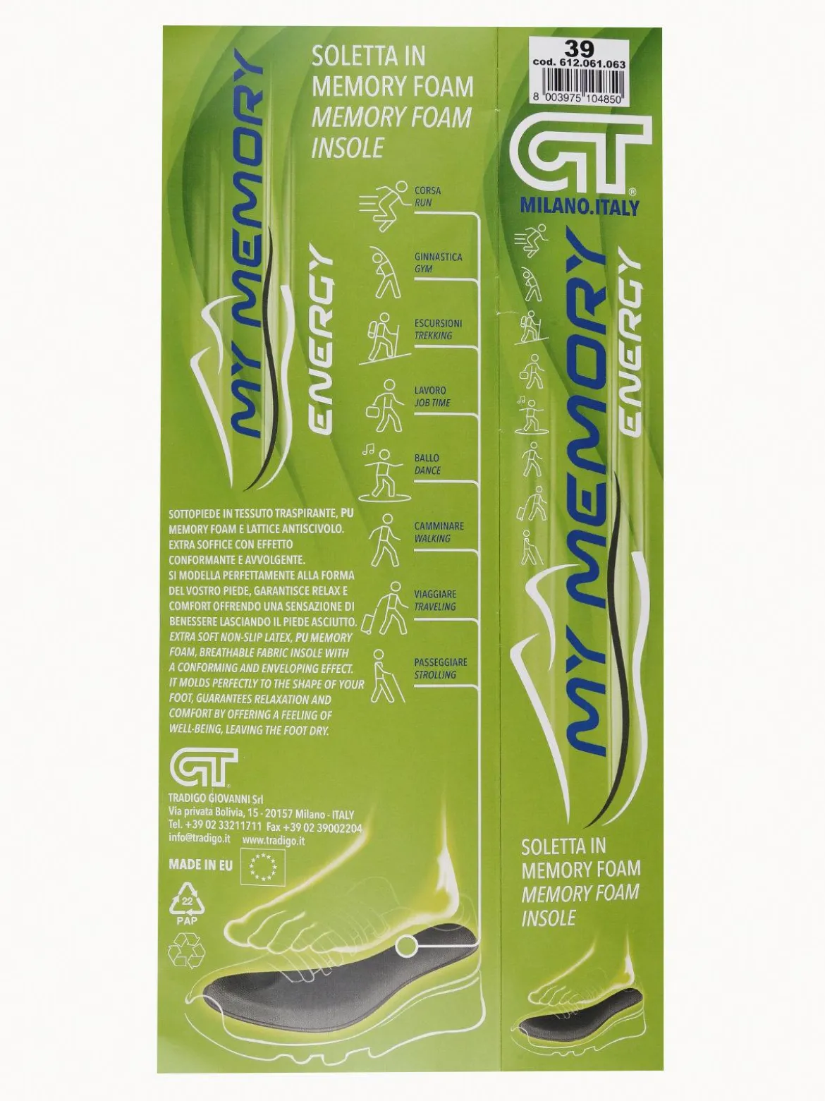 Gt Soletta imbottita in memory foam