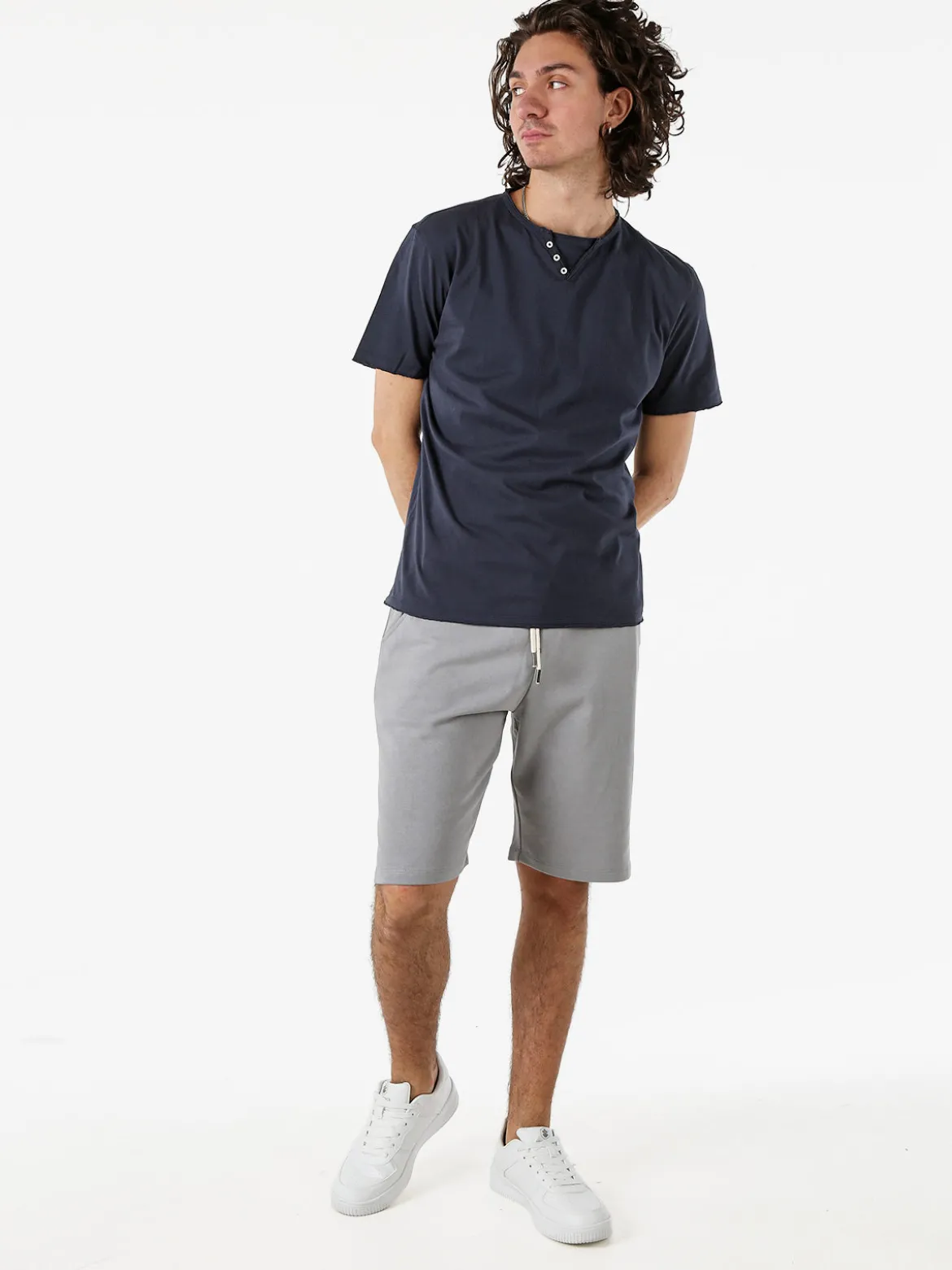 Guy Bermuda da uomo in felpa con coulisse - grigio