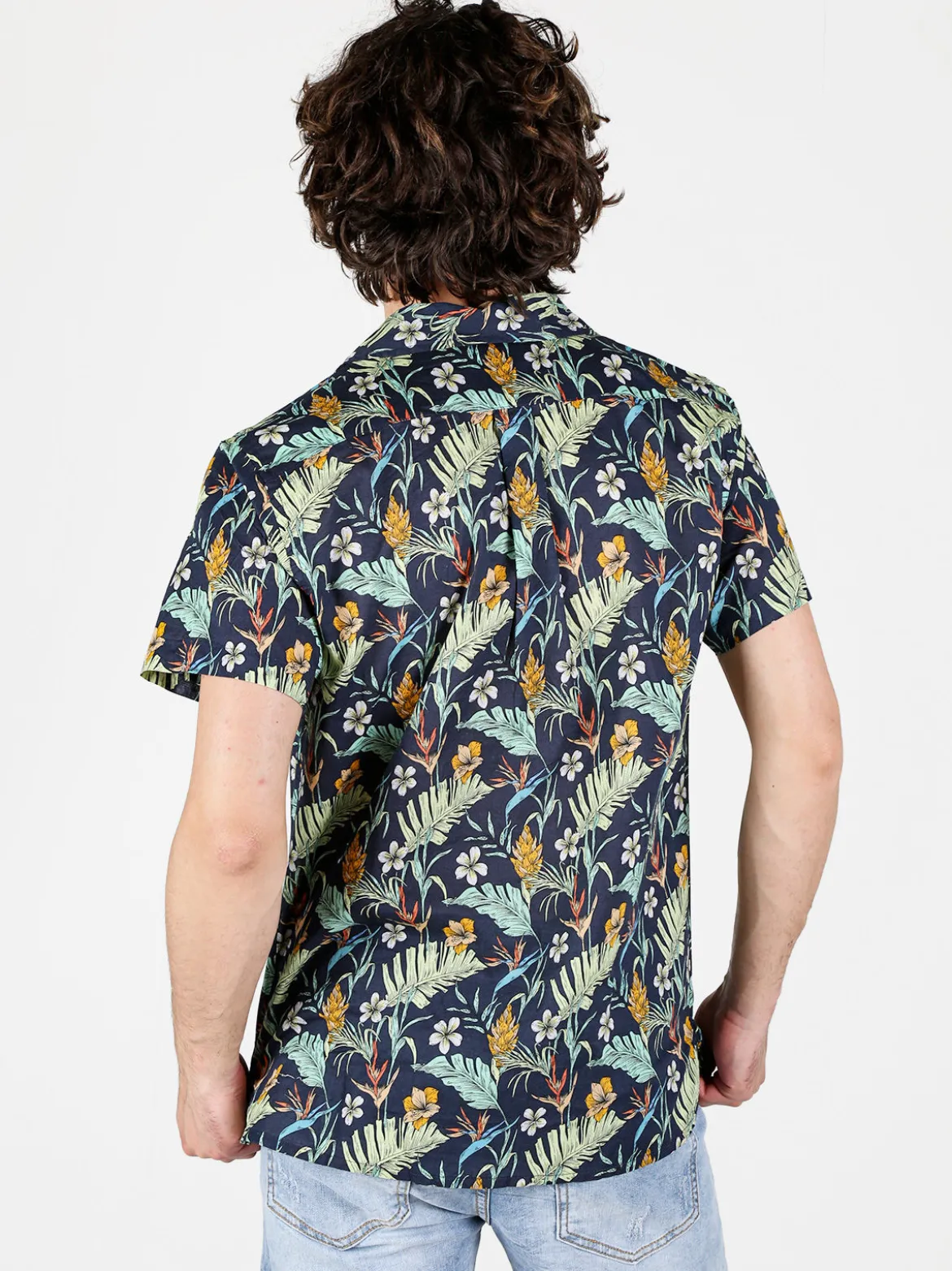 Guy Camicia da uomo floreale a maniche corte