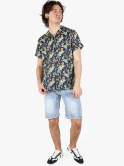 Guy Camicia da uomo floreale a maniche corte