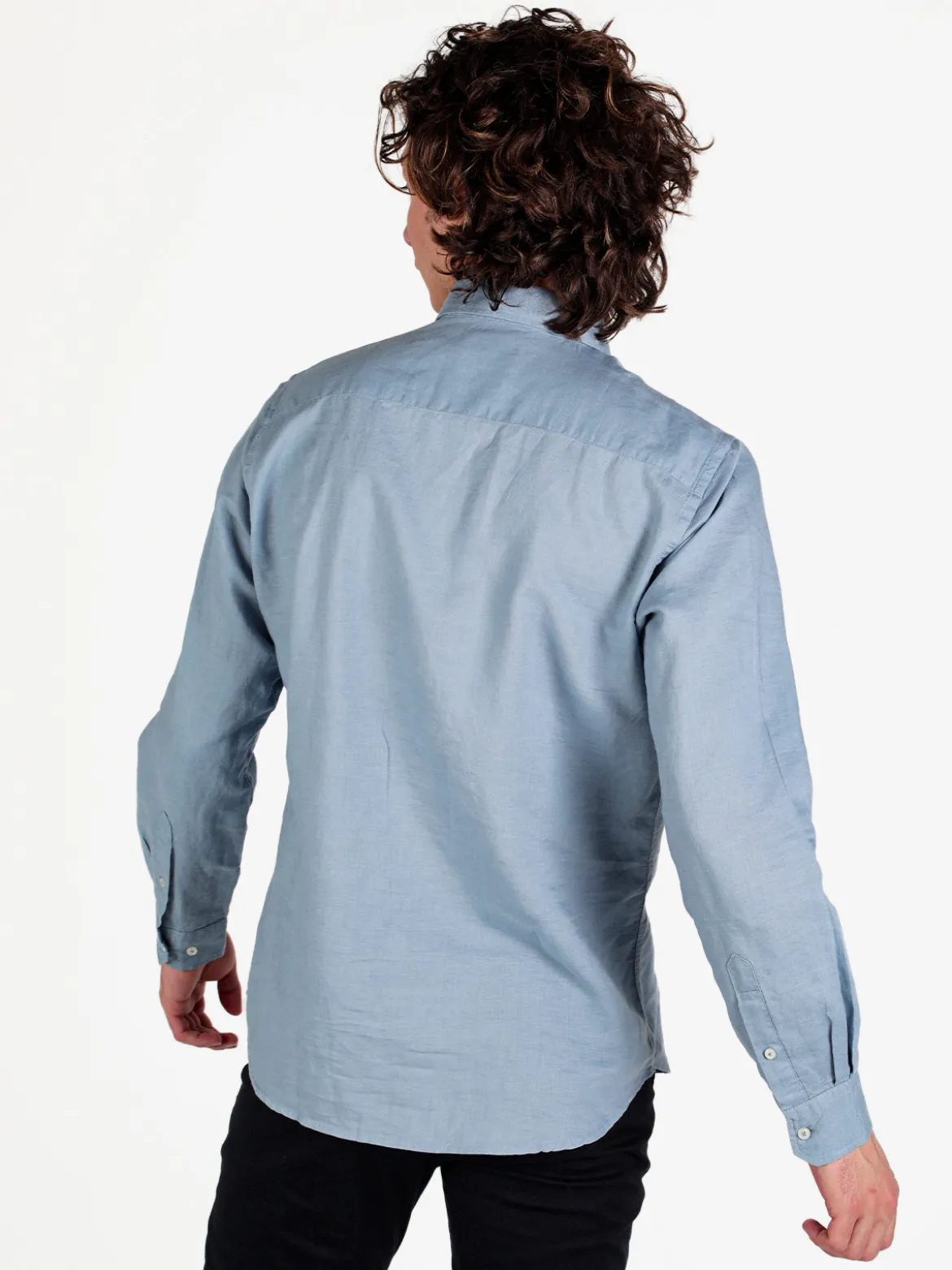 Guy Camicia da uomo in misto lino a maniche lunghe