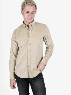 Guy Camicia da uomo in velluto a maniche lunghe