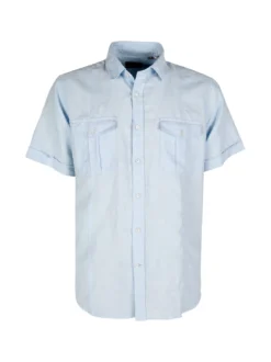 Guy Camicia da uomo misto lino a maniche corte