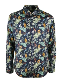 Guy Camicia floreale da uomo in cotone a maniche lunghe