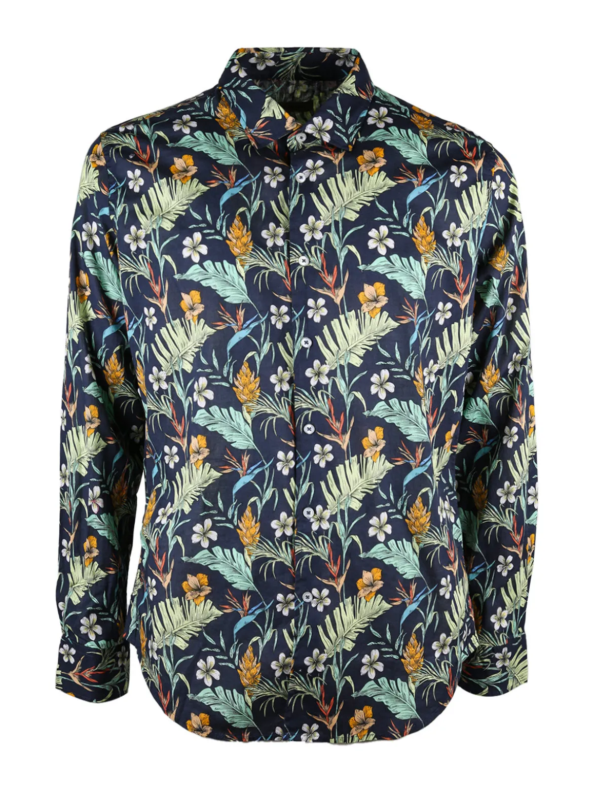 Guy Camicia floreale da uomo in cotone a maniche lunghe