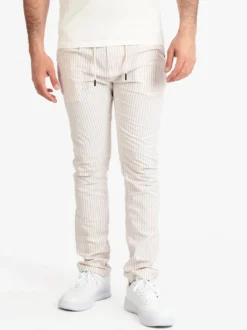 Guy Pantaloni rigati in cotone con coulisse da uomo