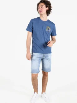Guy T-shirt da uomo in cotone con taschino floreale